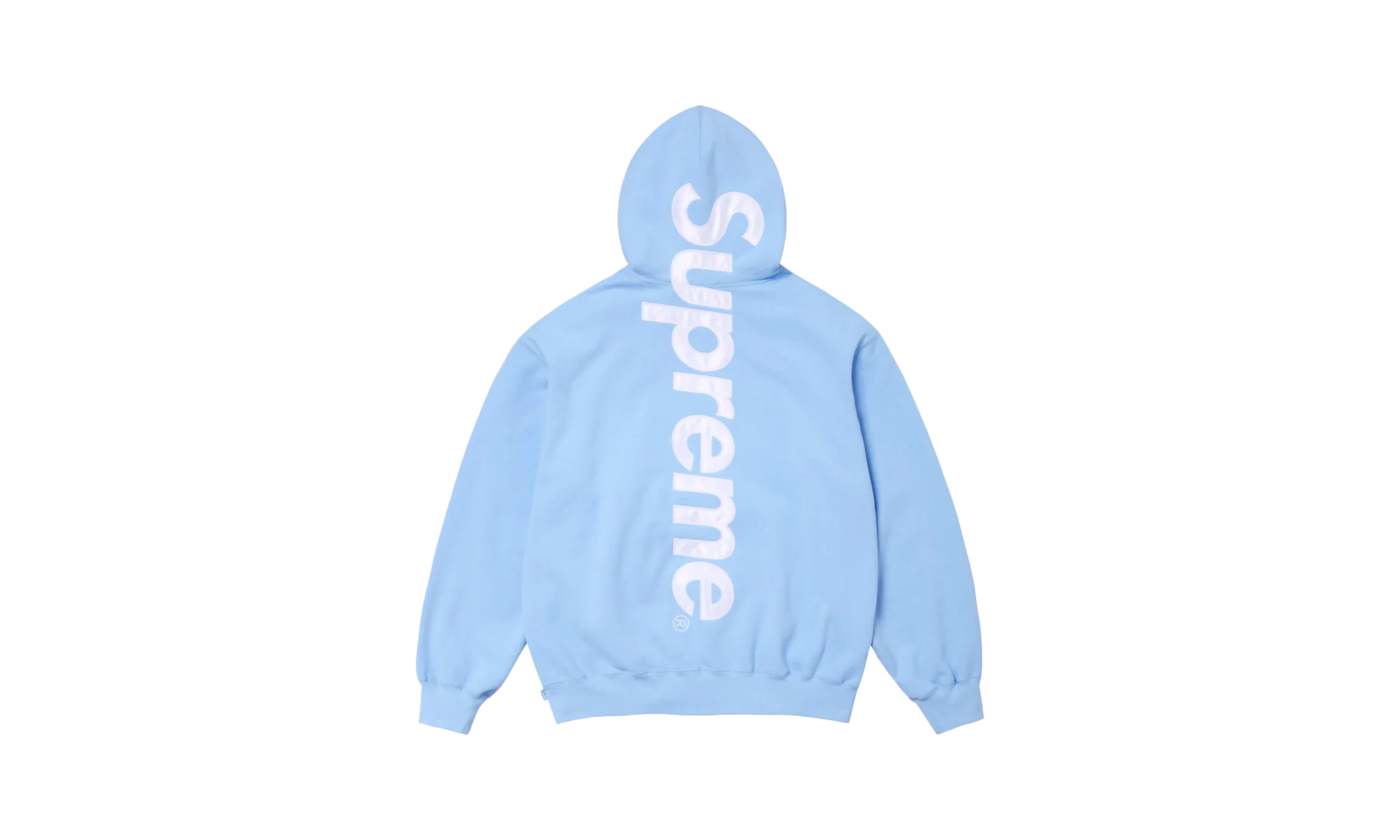 SATIN APPLIQUÉ HOODED SWEATSHIRT "FW24 - Light Blue" SU528