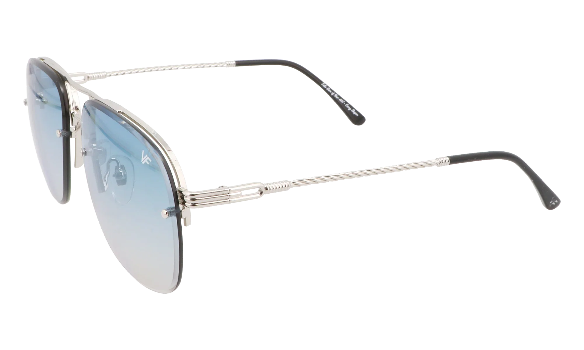 Snatch Bevel Rimless Drill Mount 18KT "White Gold / Pastel Blue Flash Silver" DMSN2 0005 48C5