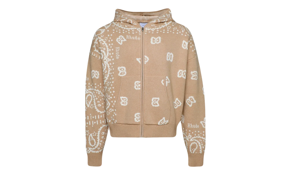 Bandana Knit Zip-Up Hoodie "Tan / Cream" RHPS24SW02973517 TCM