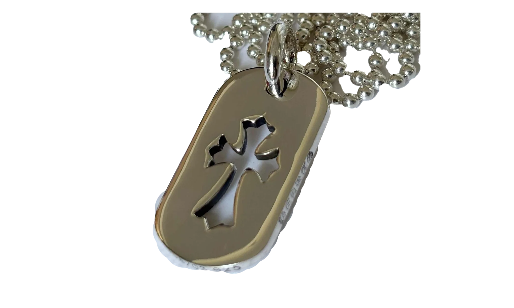 Small Cross Dog Tag & Ball Chain "Silver" CHRM0722