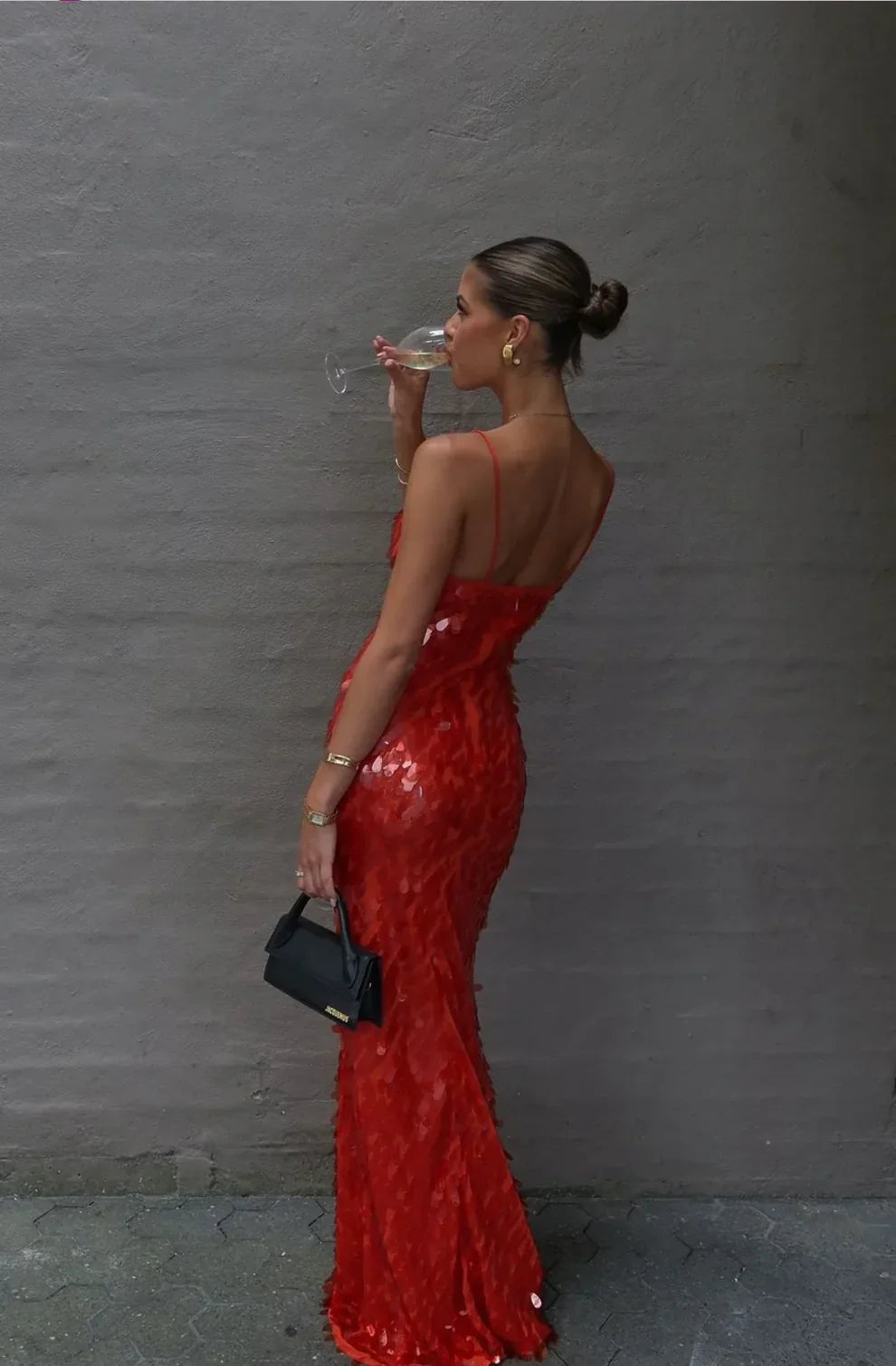 Red Sequin Maxi Dress