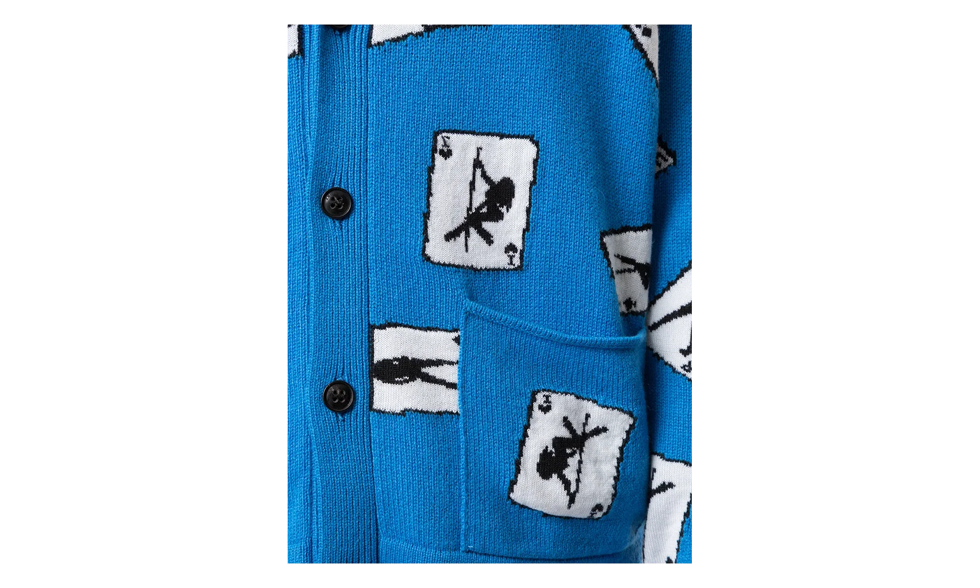 Cards Intarsia Cardigan Sweater "Blue" S0M05108WC BLU