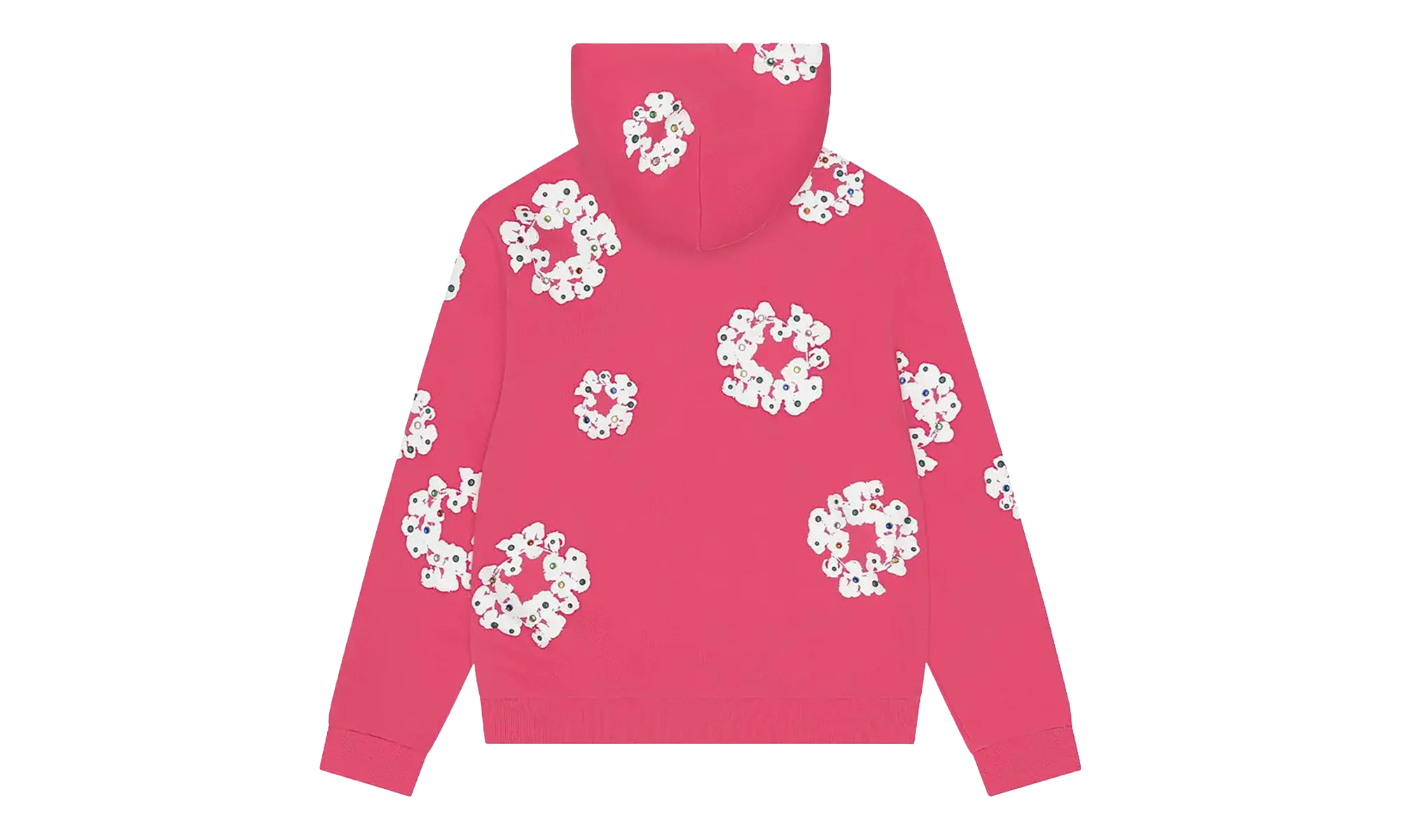 Rhinestone Cotton Wreath Zip Hoodie "Pink" DT510