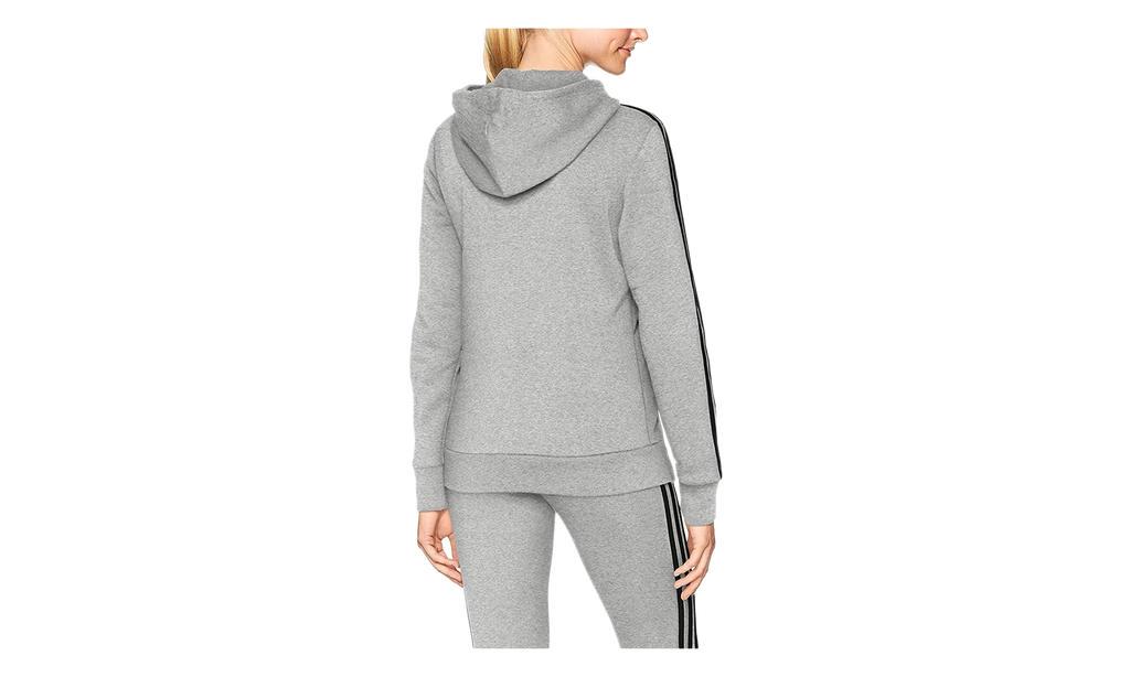 Essentials Cotton Fleece 3-Stripe Full Zip Hoodie WMNS "Grey / Black" CD2250
