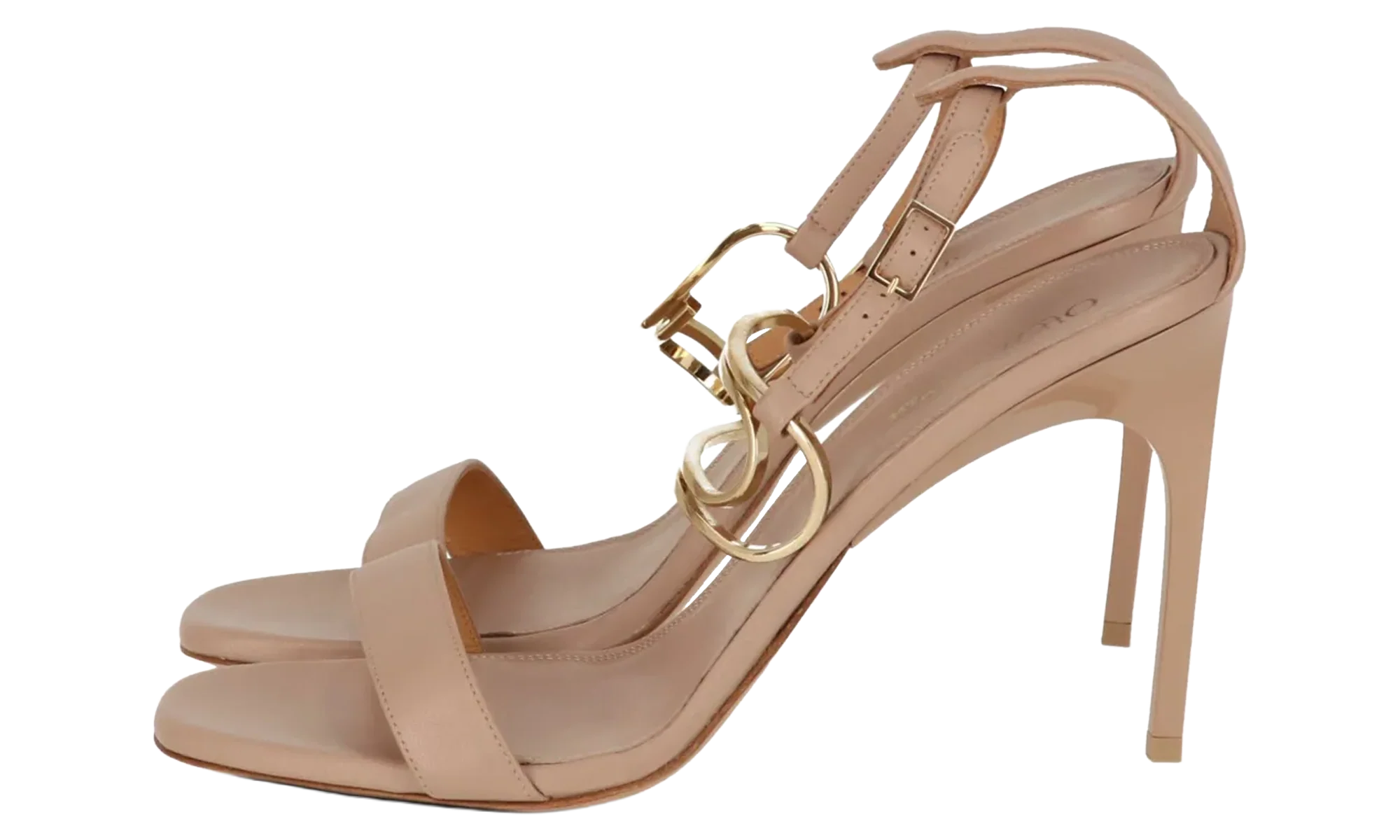 Gold Paperclip Leather High Sandal WMNS "Gold" OWIH045S23LEA0016176