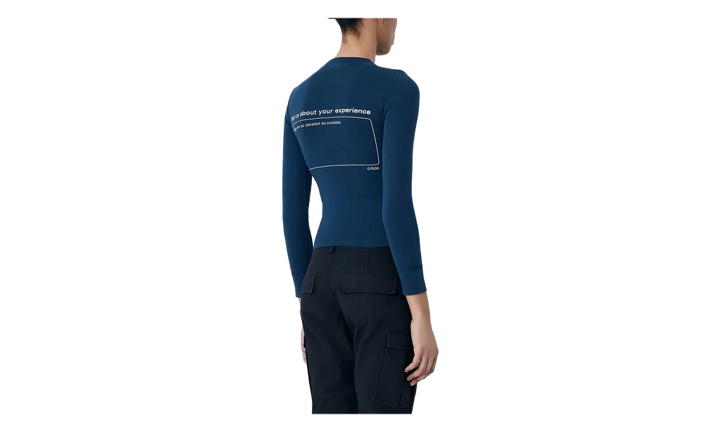 Long-Sleeve Fitted Crew Neck Top WMNS "Washed Navy" 856861 TTVL3 8806