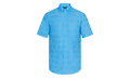 Tonal Letter Button Up Short Sleeve Shirt "Blue" 1A8XBP