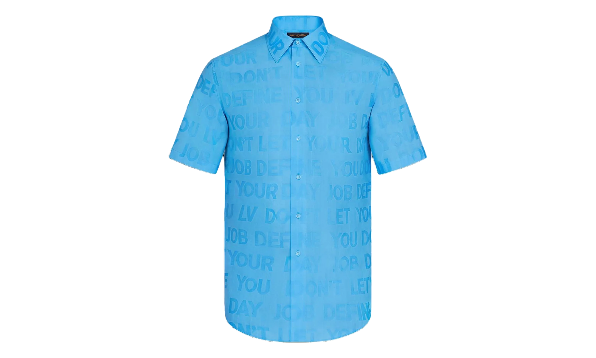 Tonal Letter Button Up Short Sleeve Shirt "Blue" 1A8XBP
