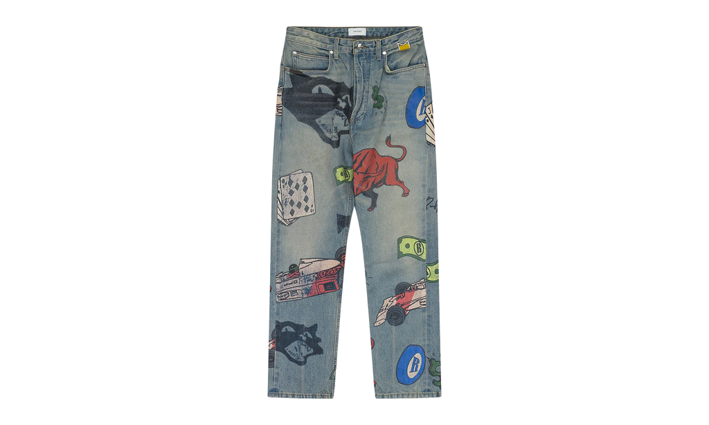 Painted Denim Pants "Indigo" RHD-MJNS-0042