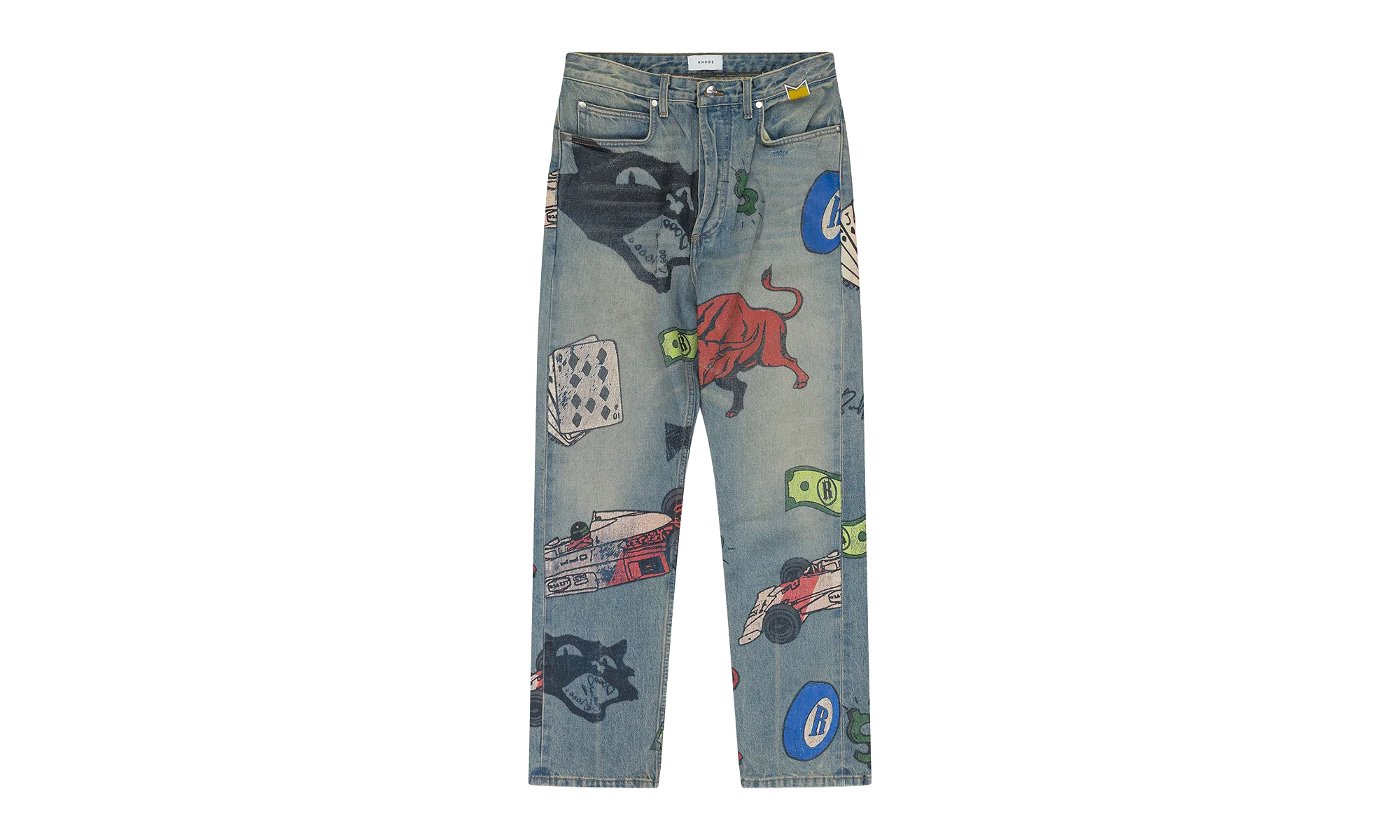 Painted Denim Pants "Indigo" RHD-MJNS-0042
