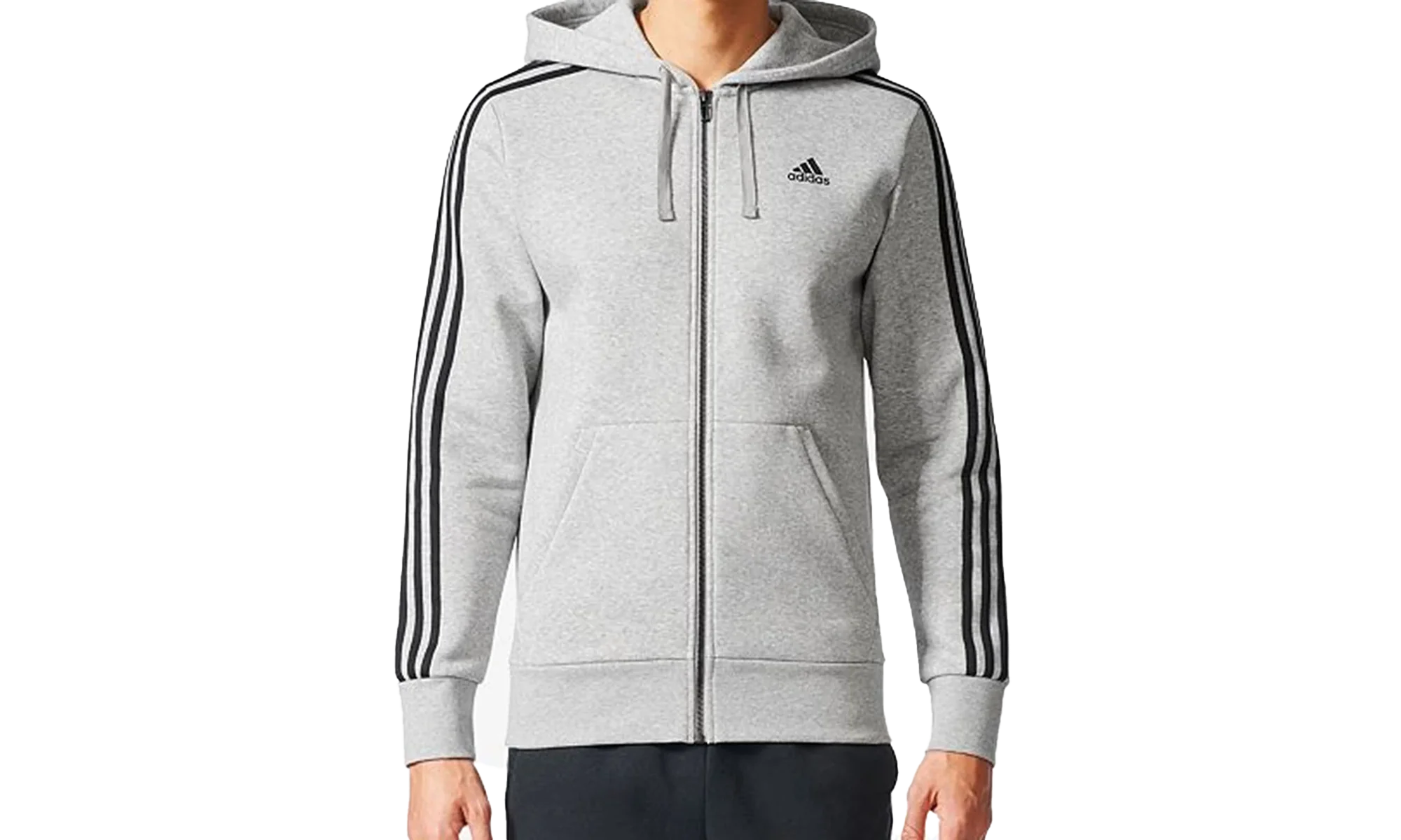 3 Stripes Big And Tall Essential Hoodie "Medium Grey Heather / Black" BR3222