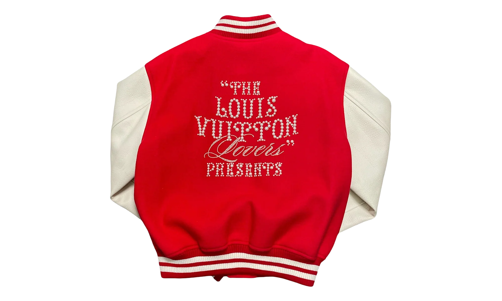 Mix Leather Varsity Jacket "Pharrell Williams - Bright Red/White" 1AFIQJ