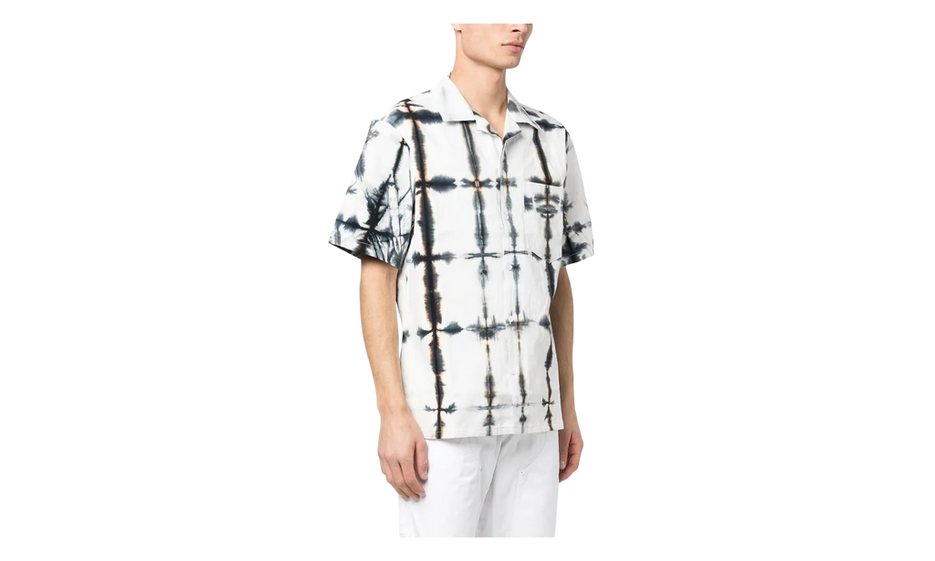 Tie Dye Short-Sleeve Button Down Shirt "White" SS23 W1 SH4 321 GREE
