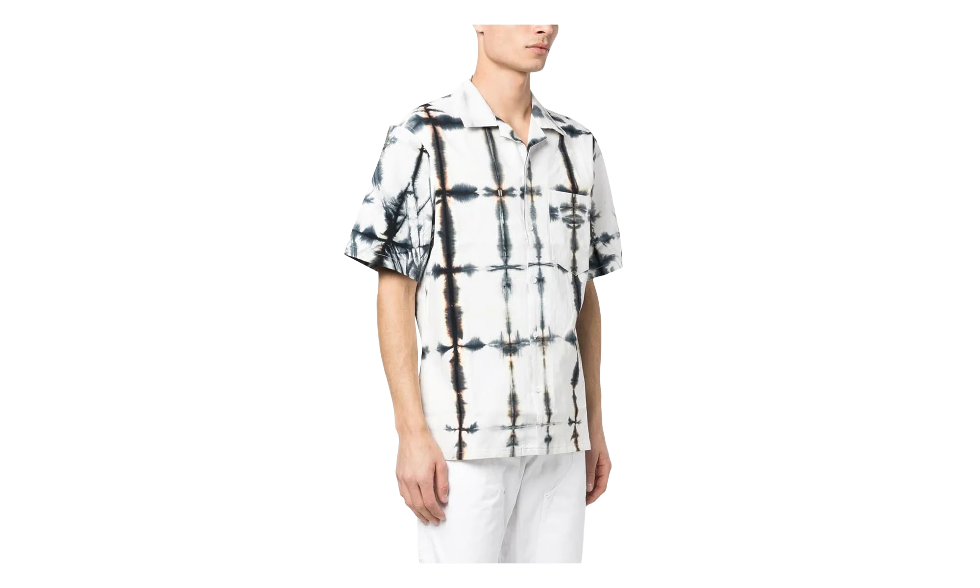 Tie Dye Short-Sleeve Button Down Shirt "White" SS23 W1 SH4 321 GREE