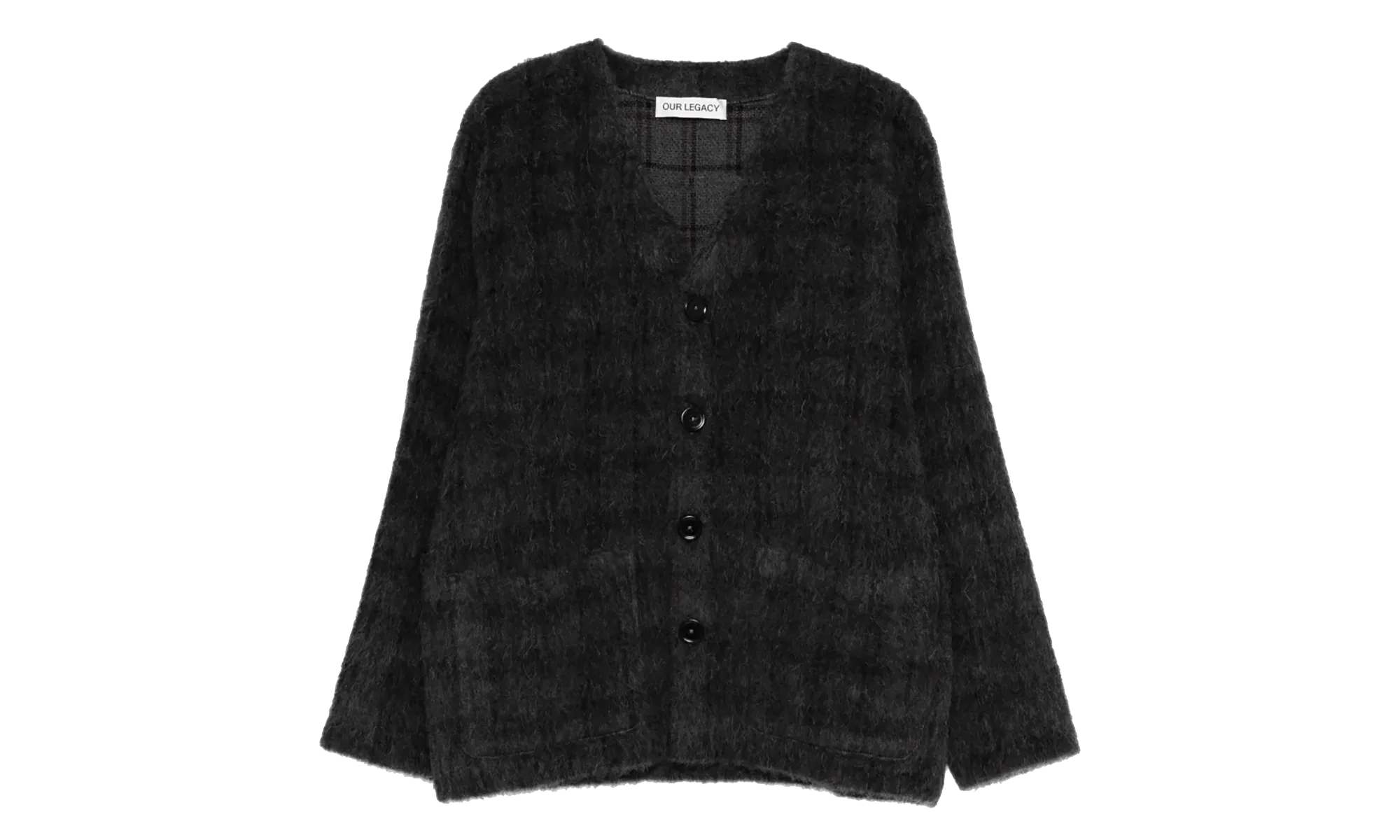 Hairy Wool Cardigan "Fuzzed Plum Check" M2263CF