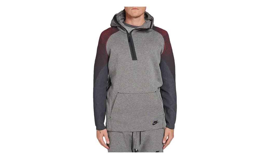 Tech Fleece Long Funnel Zip Hoodie "Carbon Heather / Black" 805655 063