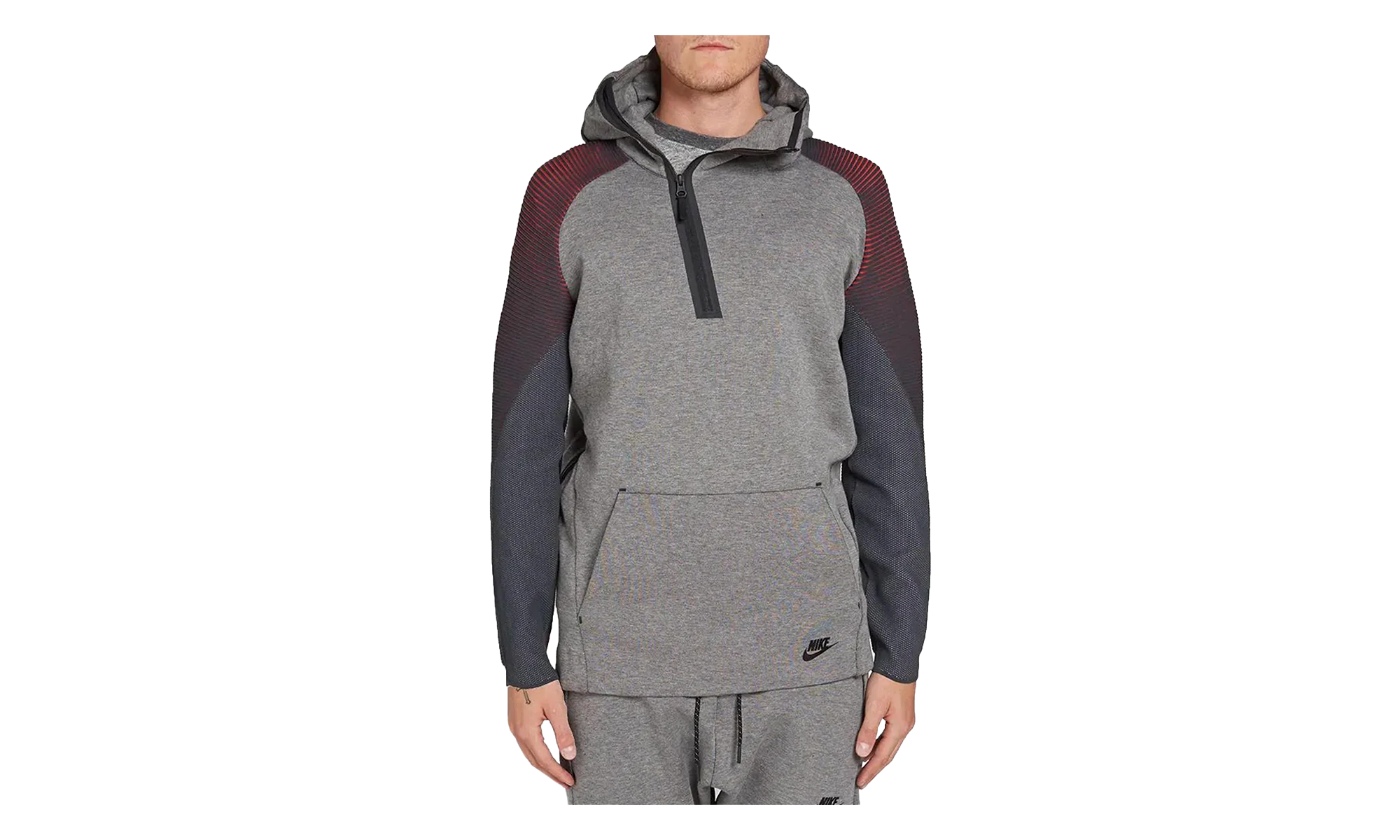Tech Fleece Long Funnel Zip Hoodie "Carbon Heather / Black" 805655 063