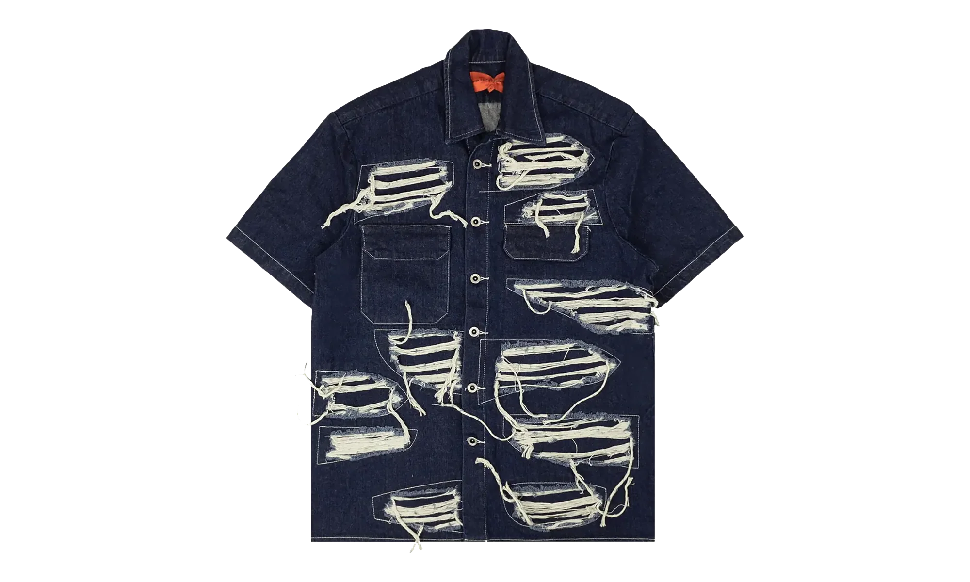 Distressed Denim Short Sleeve Shirt "Blue" 2637 100000104DWS BLUE