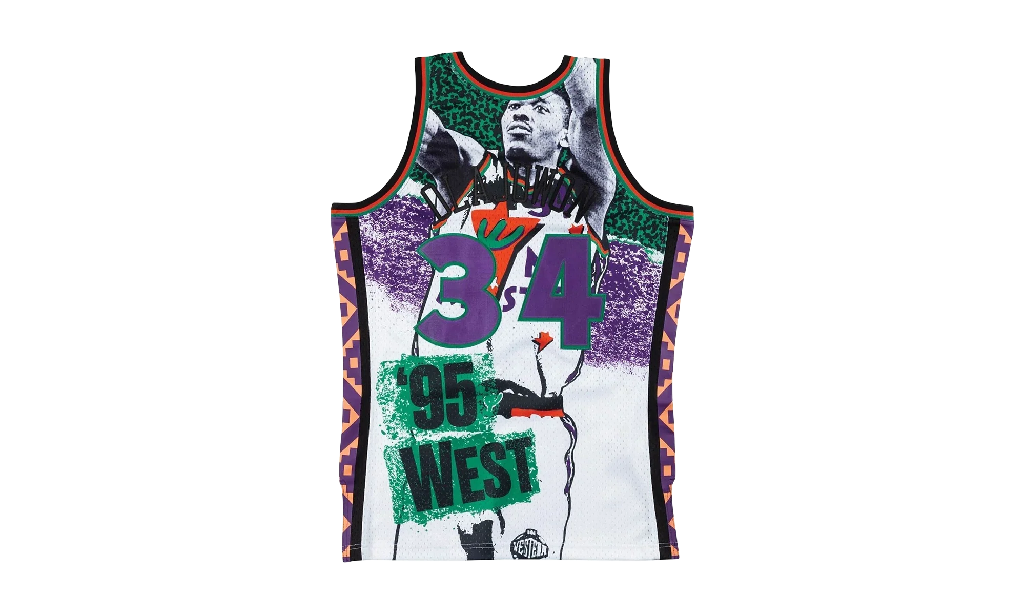NBA Sublimated Hakeem Olajuwon Swingman Jersey "1995 All Star West - White" SMJYNG18434 ASWWHIT95HOL