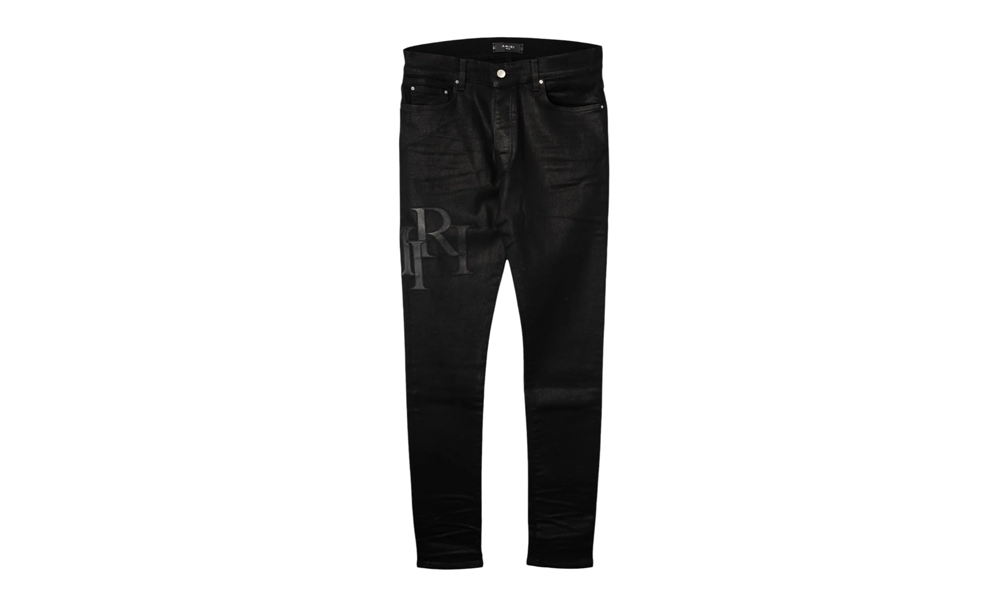 Staggered Leather Patch Jeans "Waxed Black" AWNSY1084 001
