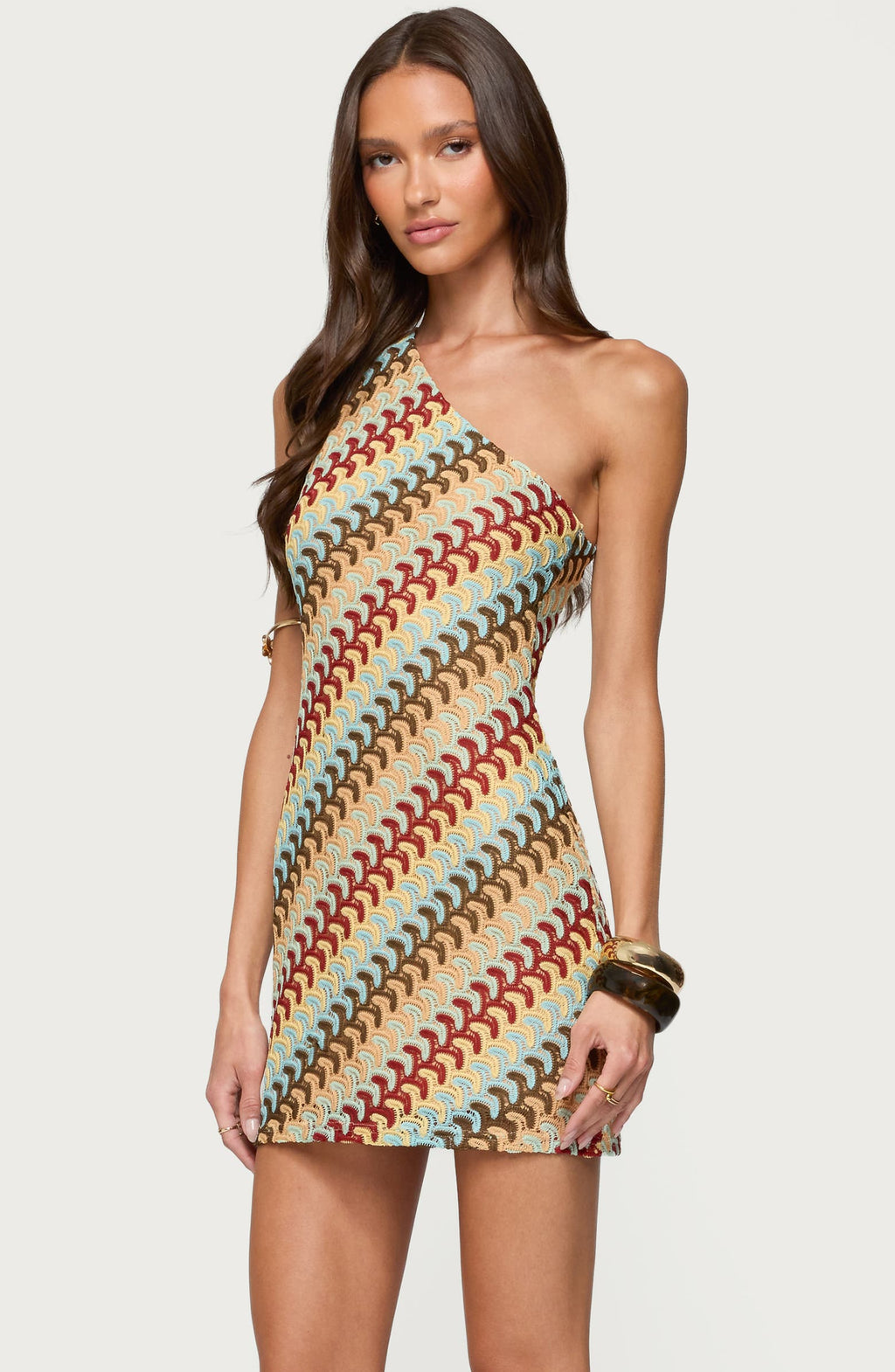 Stripe One-Shoulder Minidress