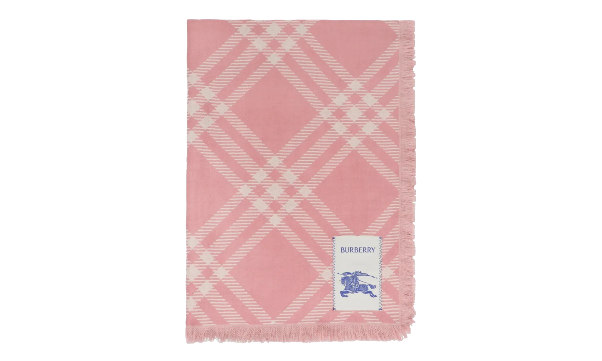 MU Wide Check Wool Silk Scarf "Sugar Pink" 8123251