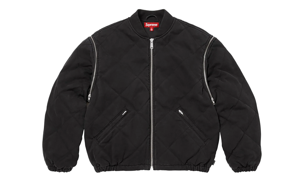 Zip-Off Sleeve Quilted Bomber Jacket "Black" SU26991