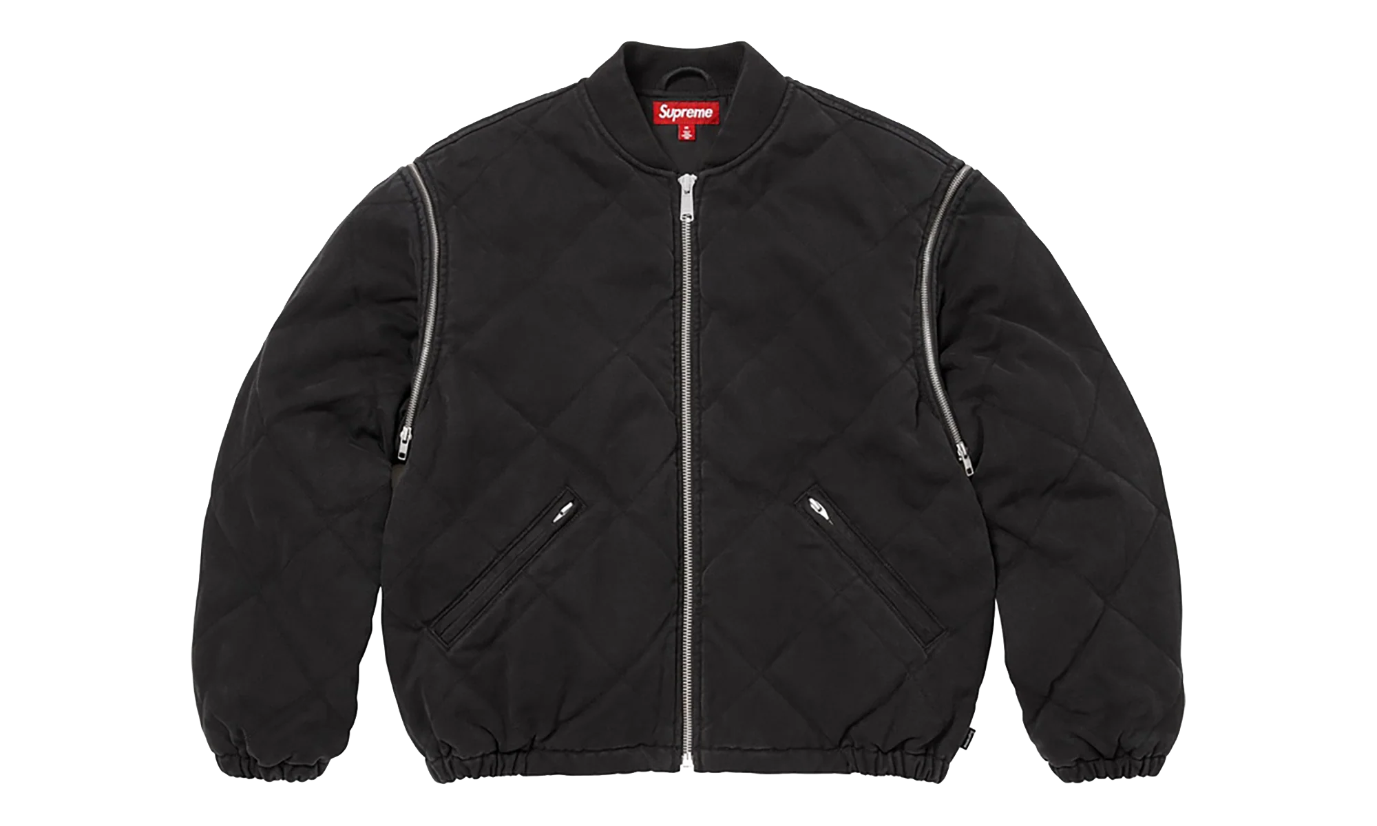 Zip-Off Sleeve Quilted Bomber Jacket "Black" SU26991