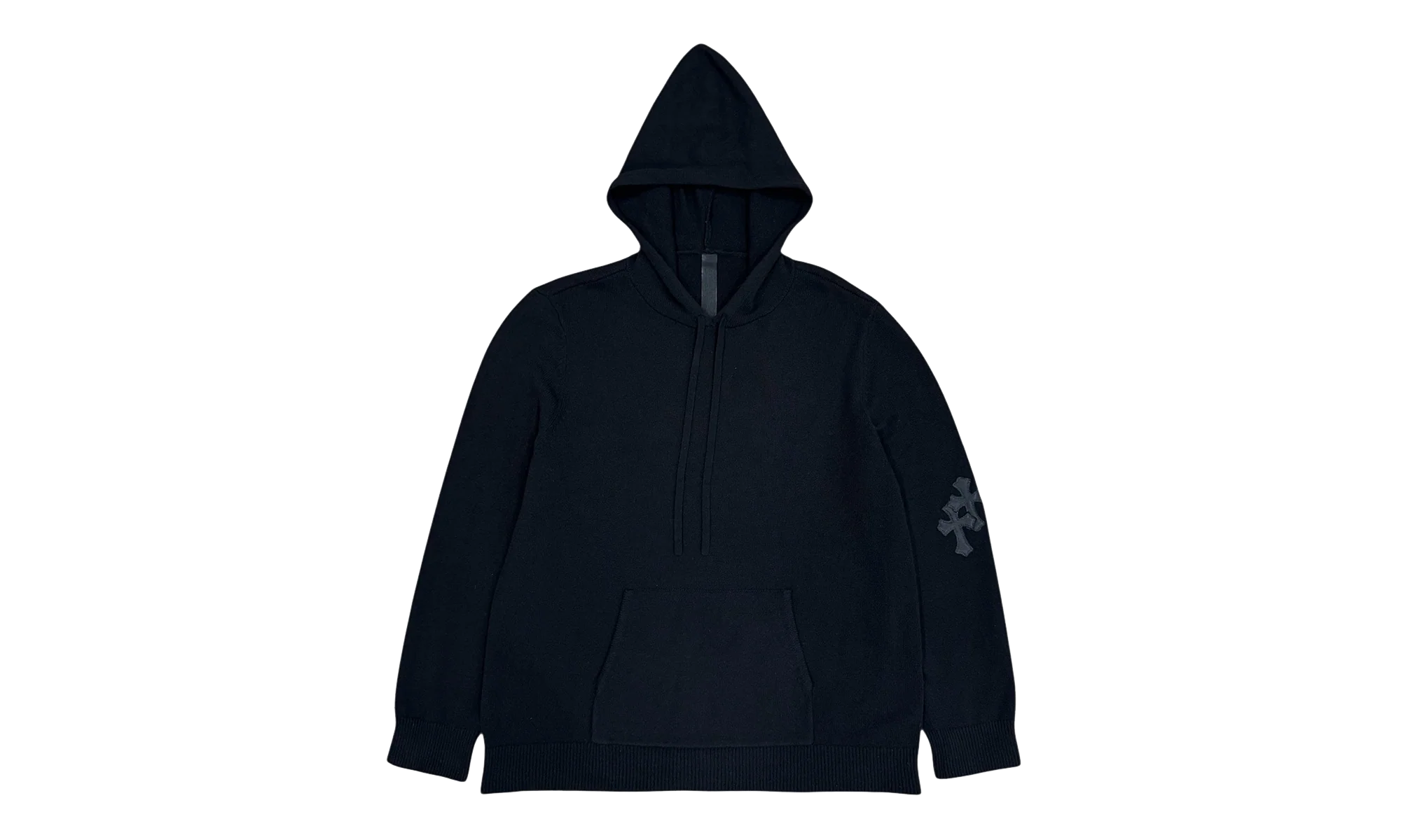 Leather Cross Patch Cashmere Hoodie "Black" CHRM1123