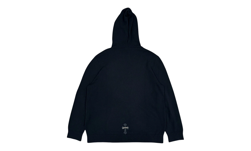 Leather Cross Patch Cashmere Hoodie "Black" CHRM1123