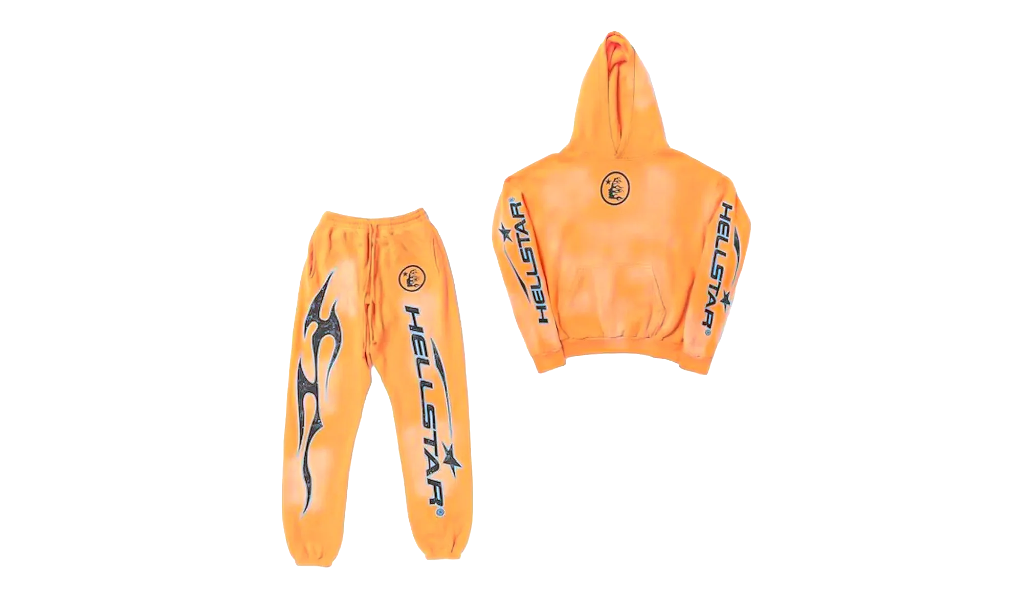 Fire Hoodie with Closed Elastic Bottom Sweatpants (Full set) "Orange" HSR134