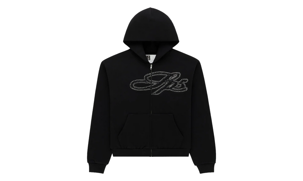 Rhinestone Script Zip Hoodie "Black" SP5der351