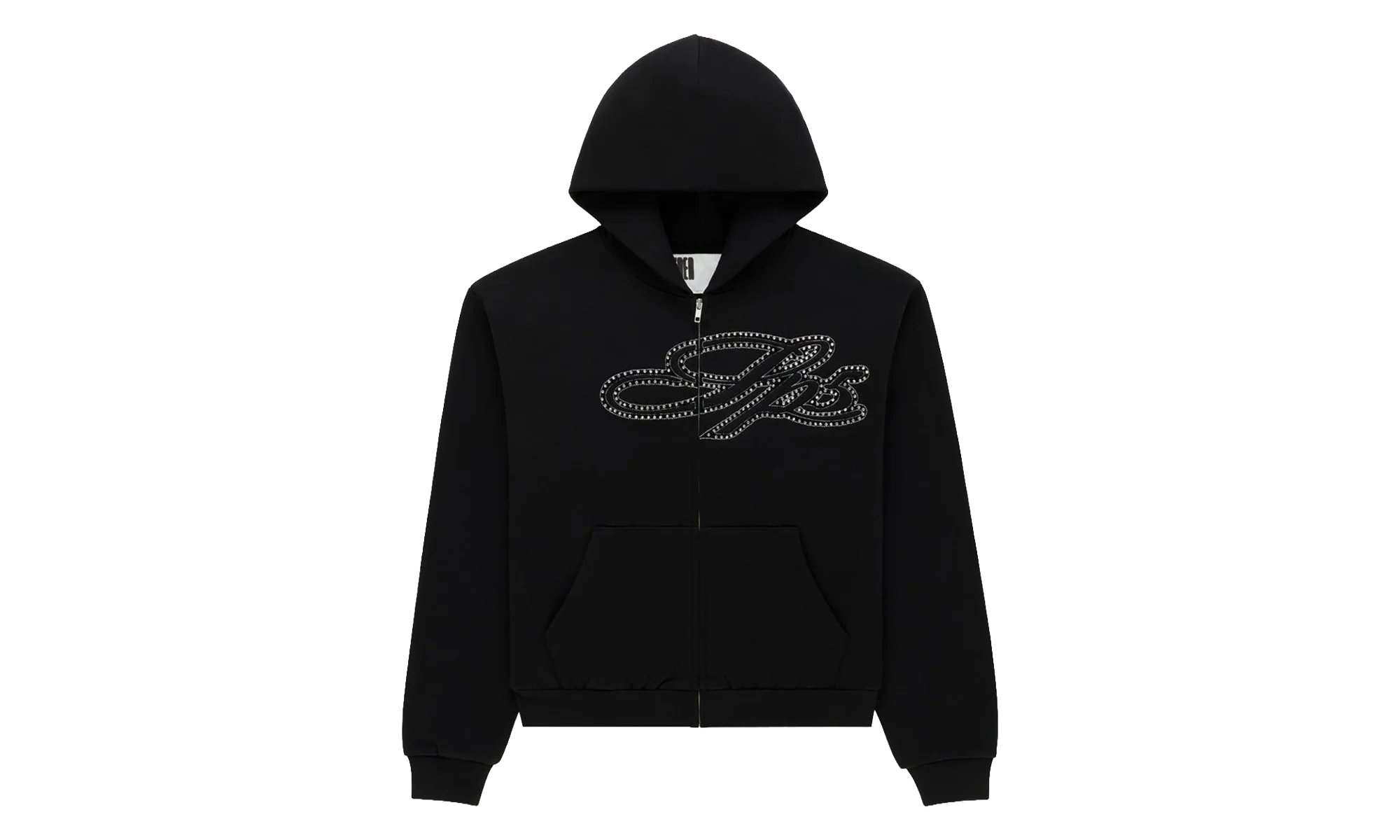 Rhinestone Script Zip Hoodie "Black" SP5der351