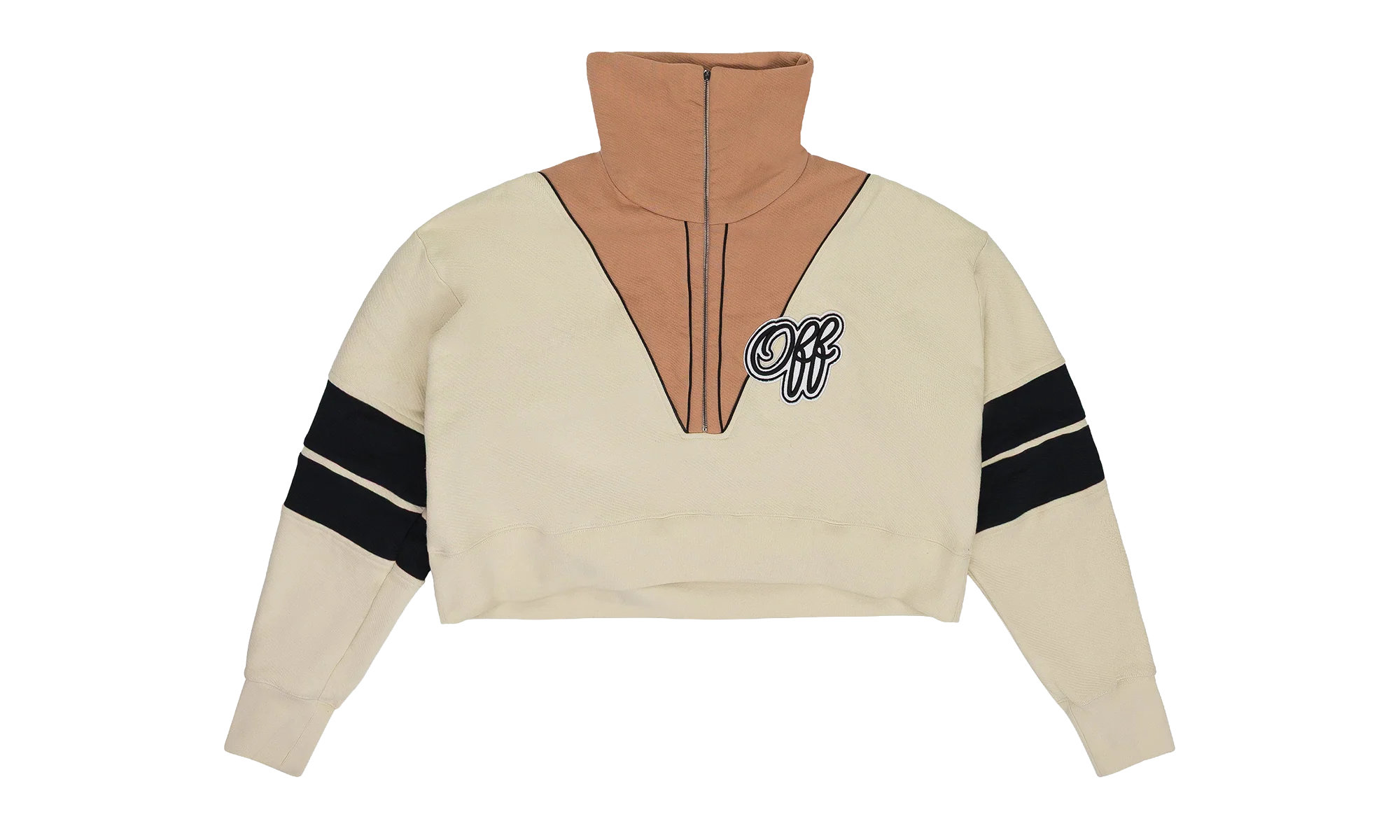 Intarsia Crop Half Zip Sweater "Cream" OFW WTPS 0001