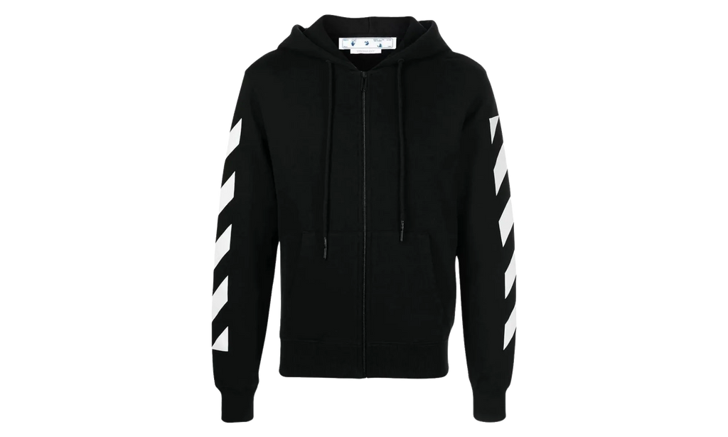 Diag Arrow Knit Zip Hoodie "Black / White" OMHA080C99KNI0011001