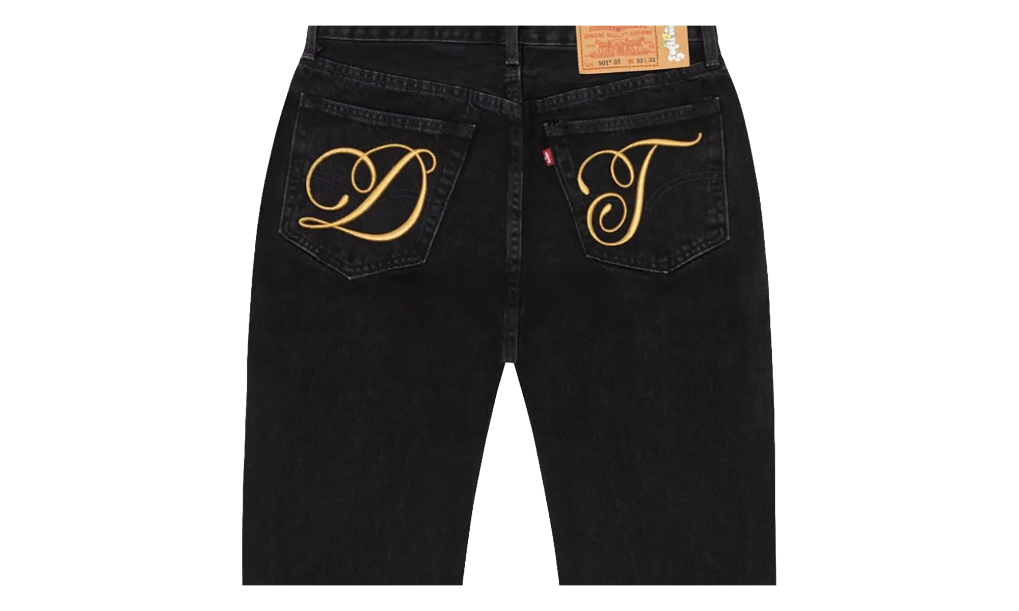 DT Metallic Gold Script 501 Jeans "Black" DT391