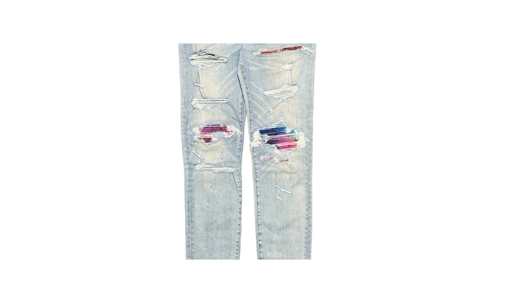 MX1 Bandana Patch Jeans "Light Indigo Rainbow" AMRBLI USED 1 NEW