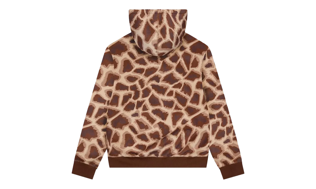 Faux Fur Giraffe Print Hoodie "Brown" DT547
