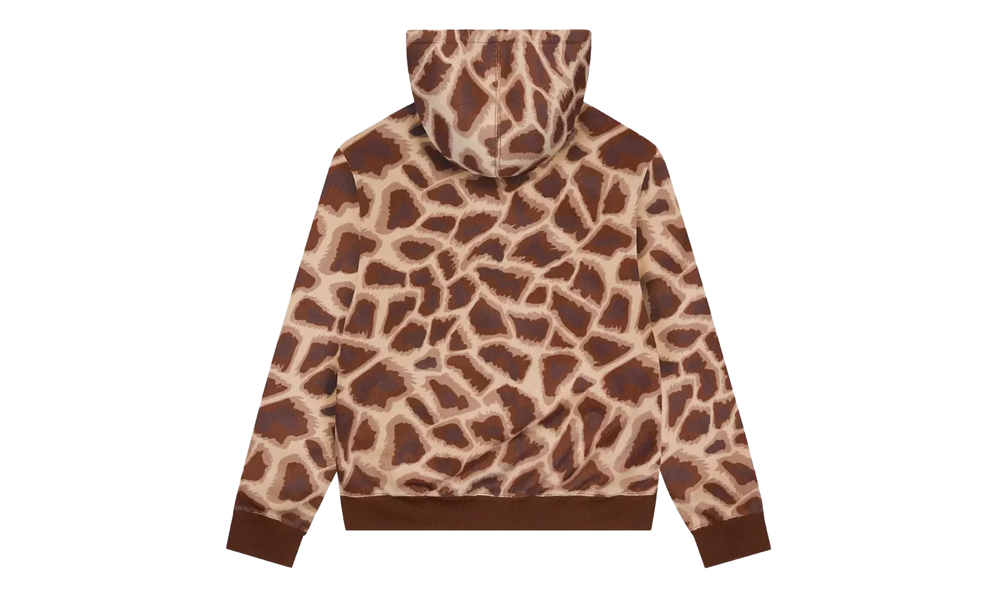 Faux Fur Giraffe Print Hoodie "Brown" DT547