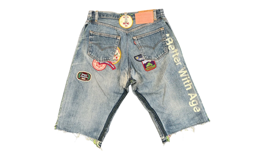 Gentlemen's Triple-Wide Long Denim Shorts "Indigo" BWA94