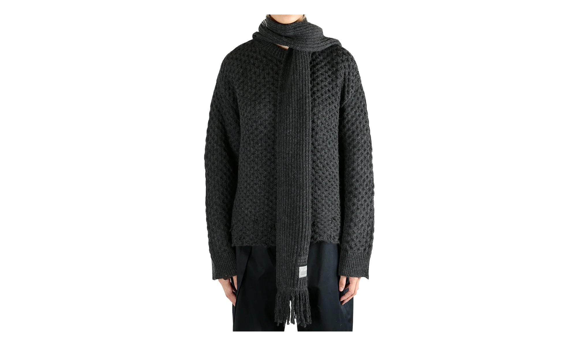 Knit Scarf "Dark Grey Melange" S52HL0049 M13132 855M