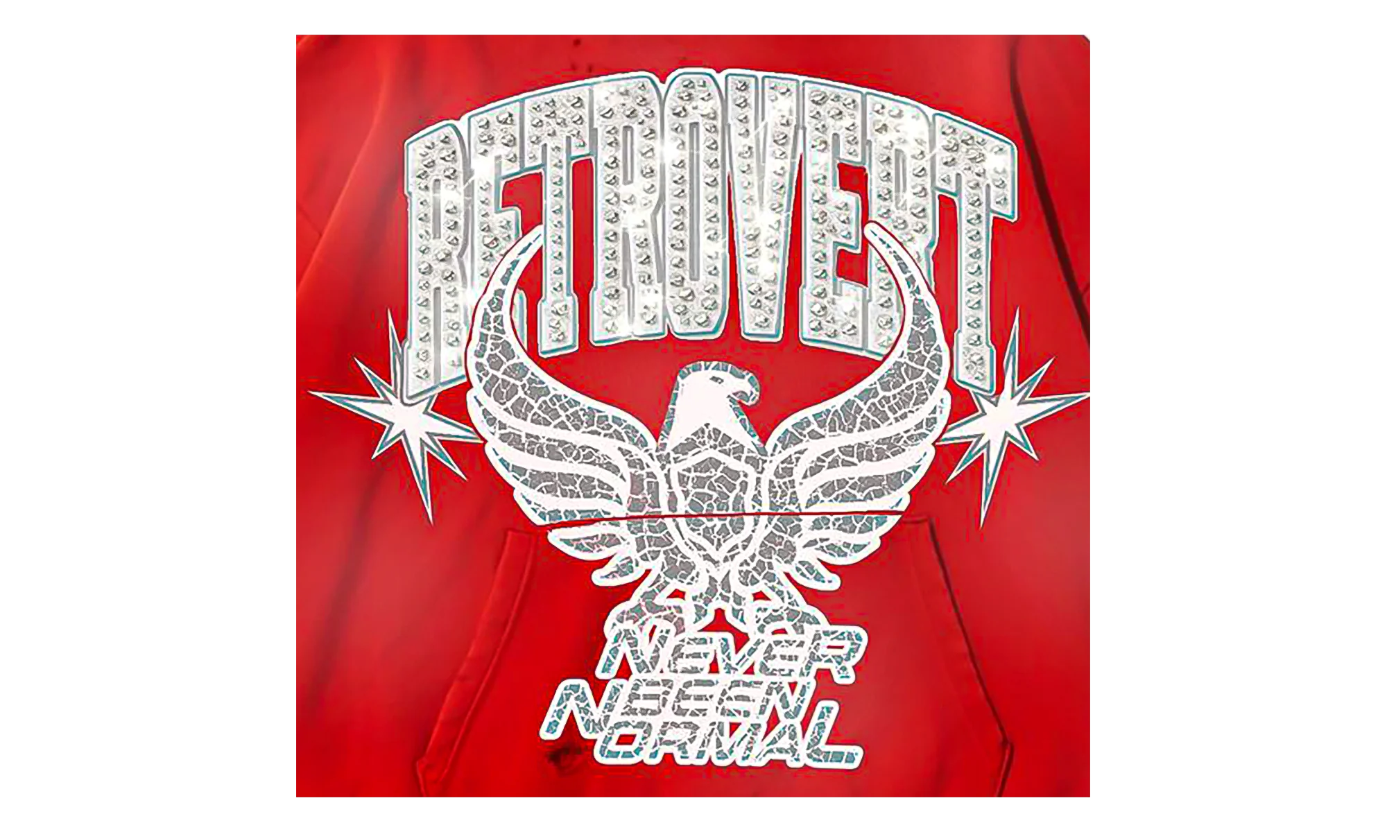 Rhinestone Never Been Normal Hoodie "Red" RET003