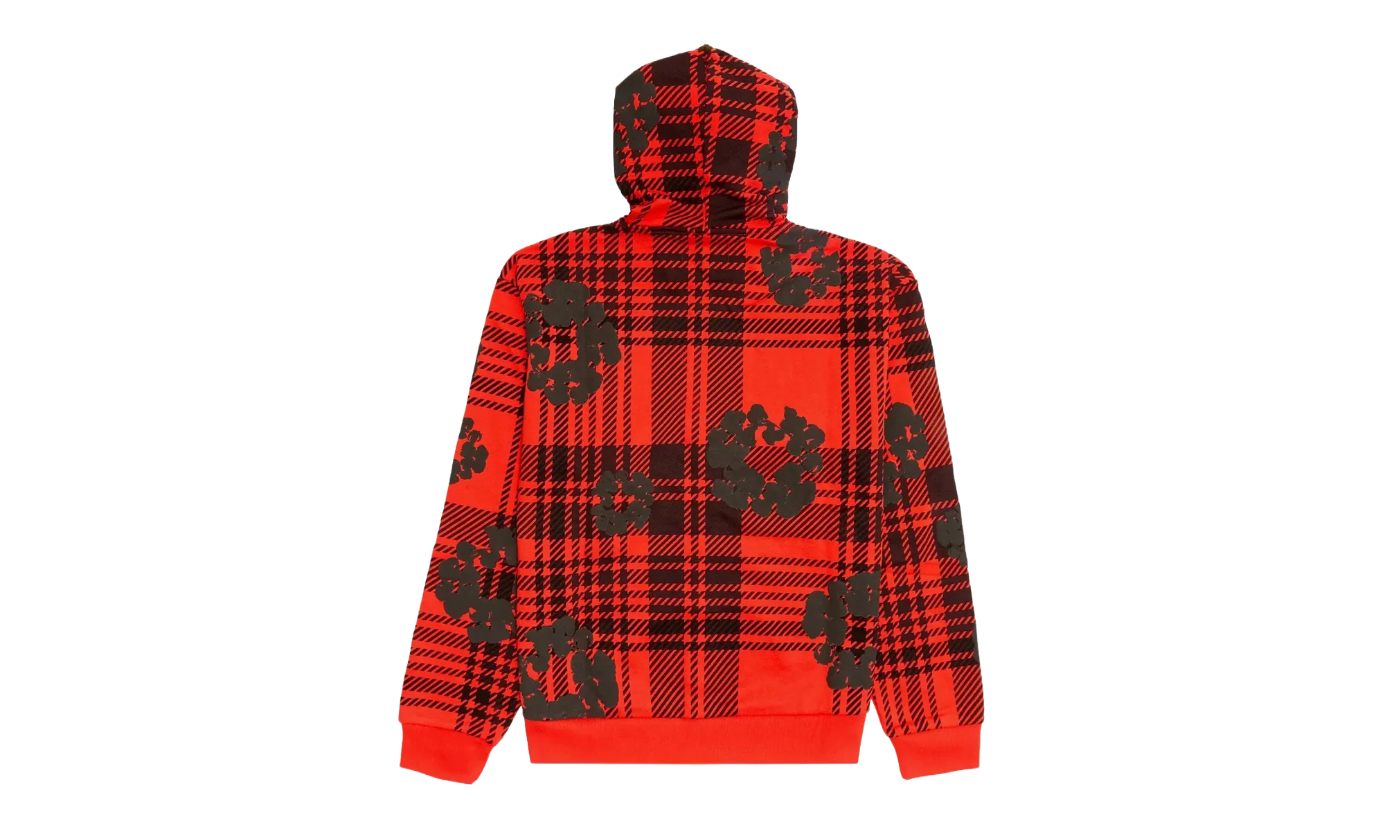 The Cotton Wreath Logo Zip Up Hooded Sweatshirt "Plaid - Red / Black" DT297