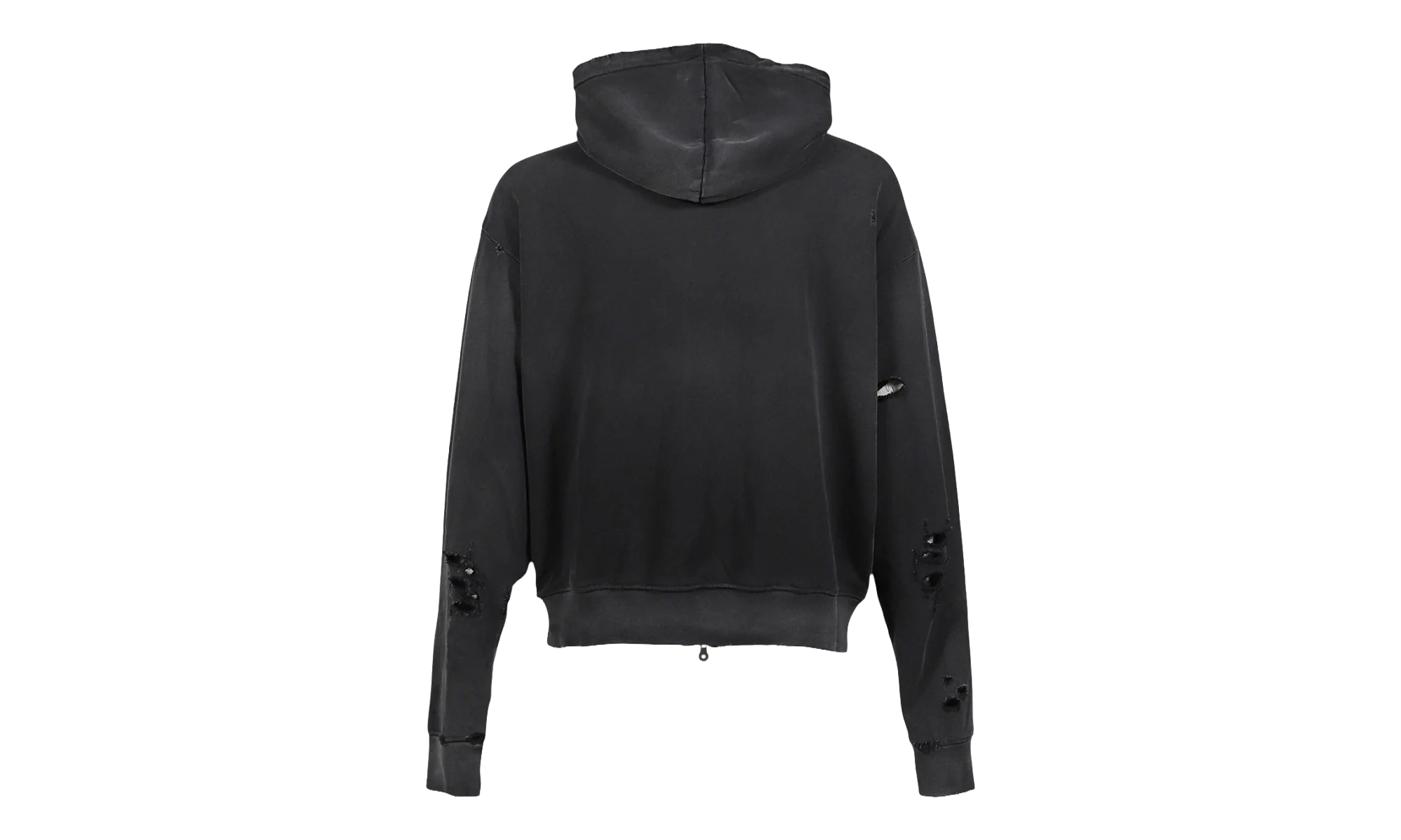 Elliott Distressed Logo Zip Up Hooded Sweatshirt "Washed Black" SS25HO005 WBLK