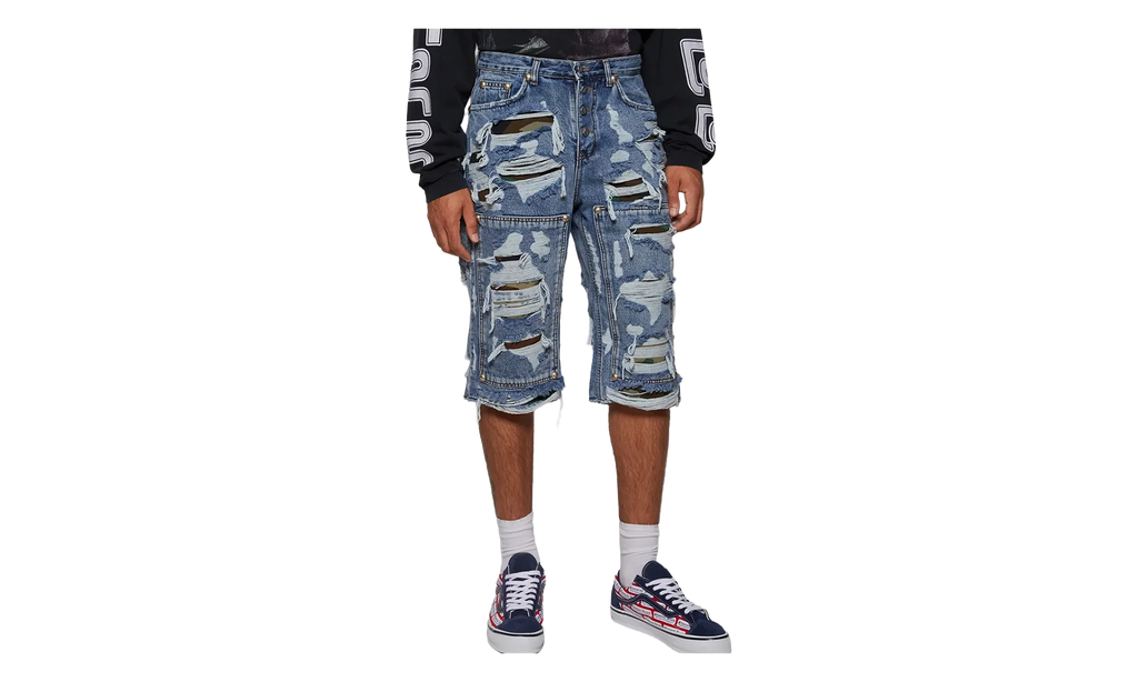 Hell Camo Denim Shorts "Blue" TC25PT2201