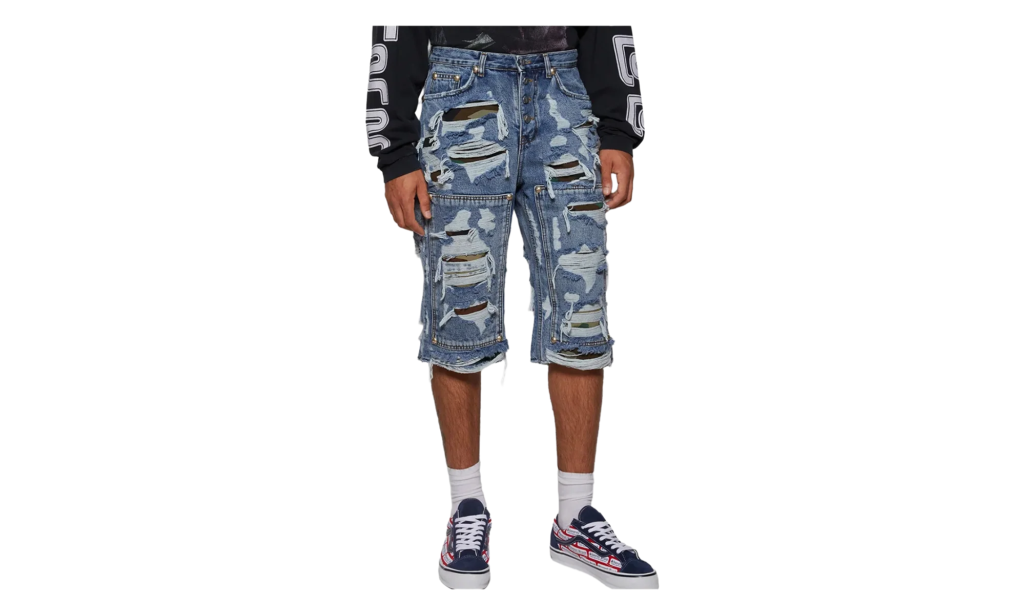 Hell Camo Denim Shorts "Blue" TC25PT2201
