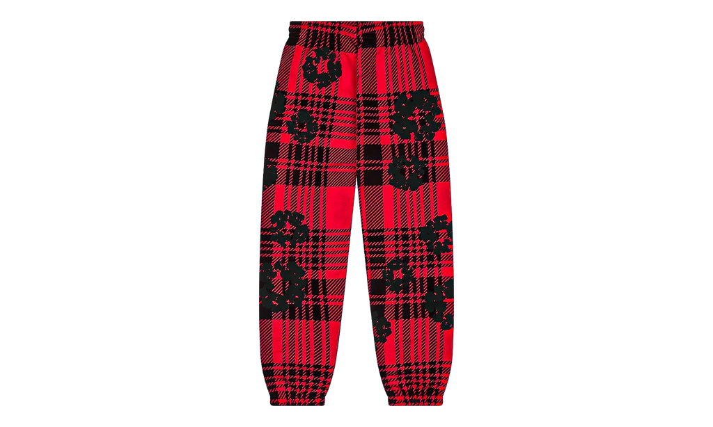 Plaid Cotton Wreath Sweatpants "Red" DT387
