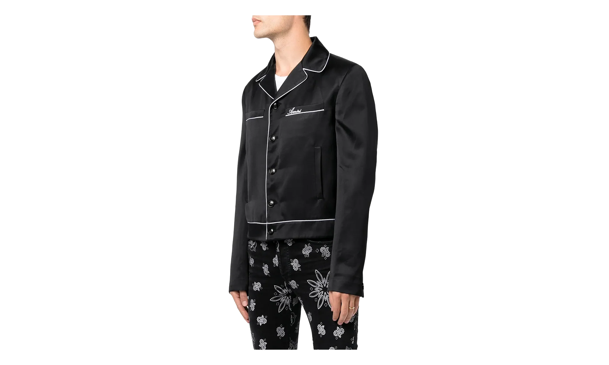 Long-Sleeve Pajama Jacket "Black" MSL004 001