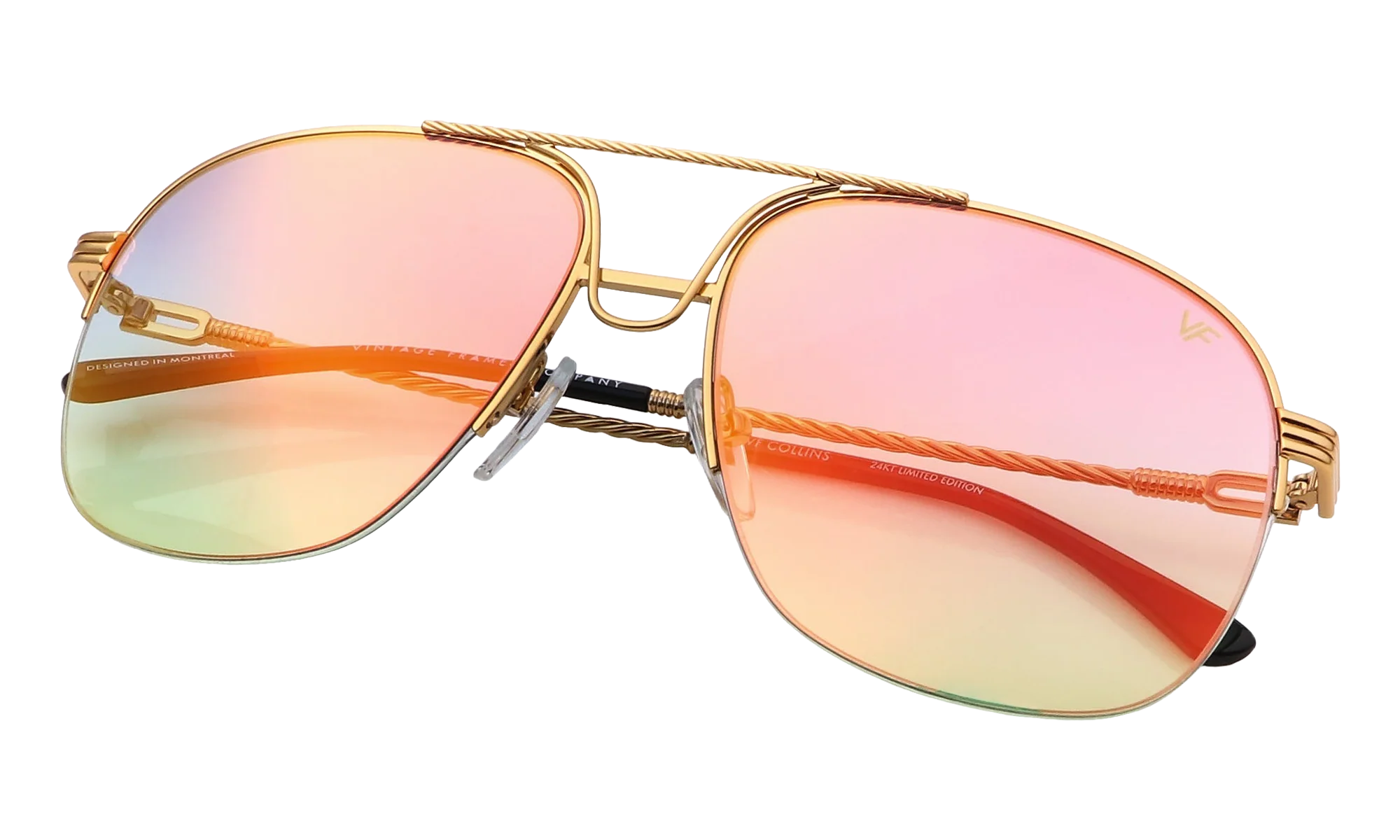 Collins Half Rim 24KT "Yellow Gold / Electric Blue Green" MPCL2 0004 54T7