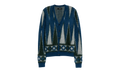 Backgammon Mohair-Blend Cardigan "Green / White" MKC008 344